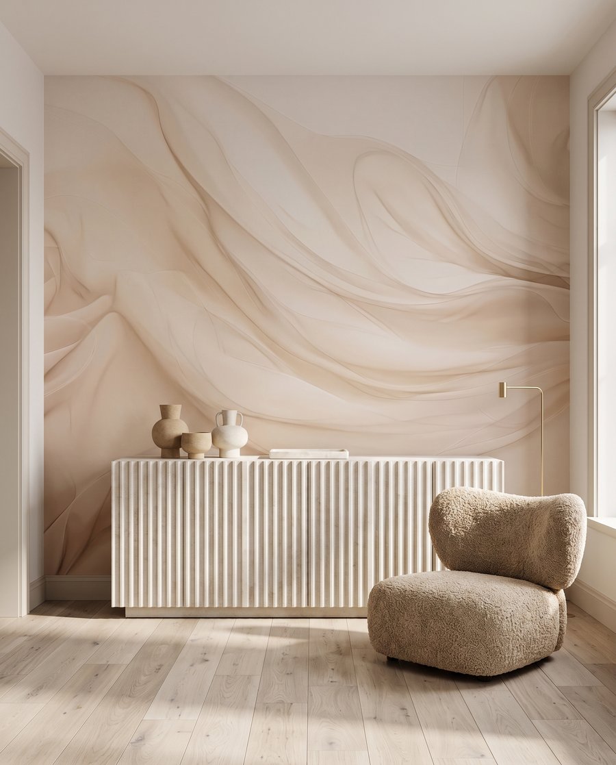 Tecido creme em movimento — interior 3