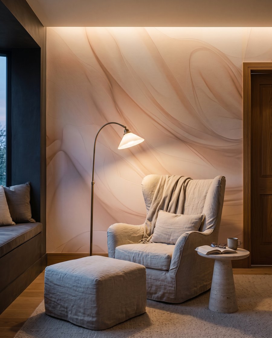 Tecido creme em movimento — interior 4