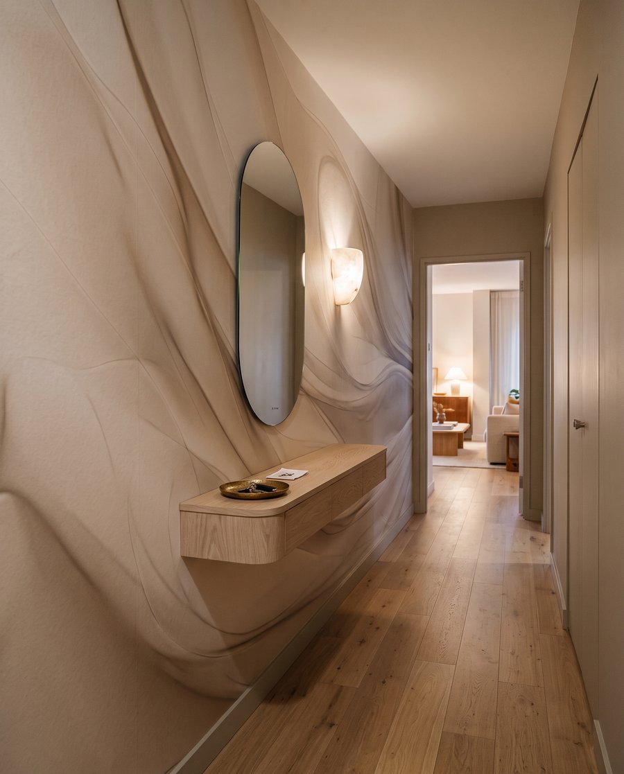 Tecido creme em movimento — interior 6