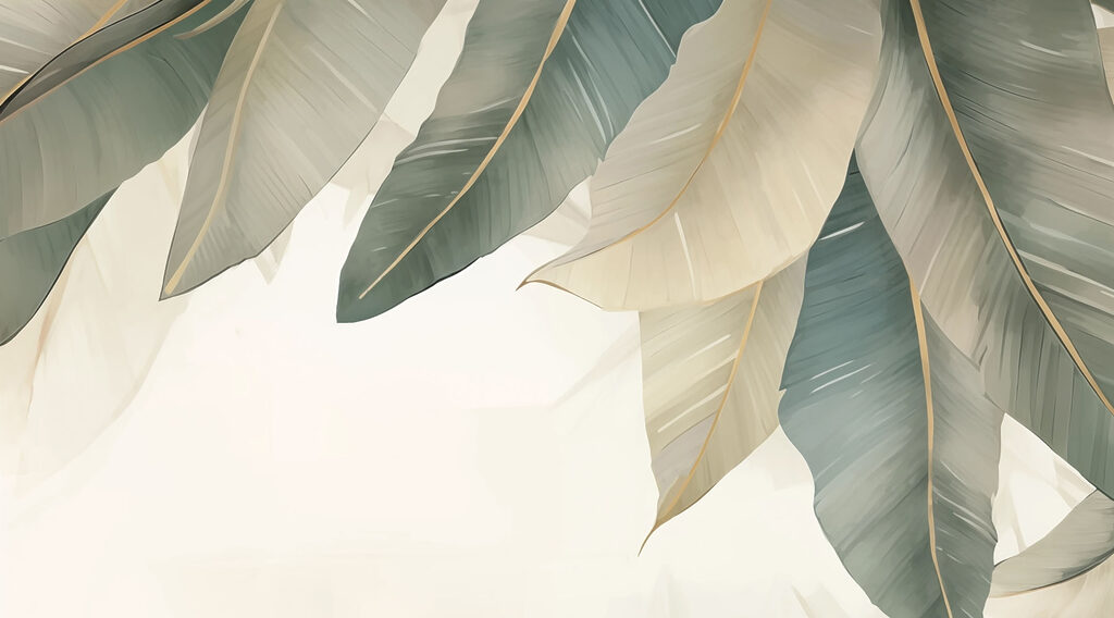 Folhas penduradas do topo — design completo