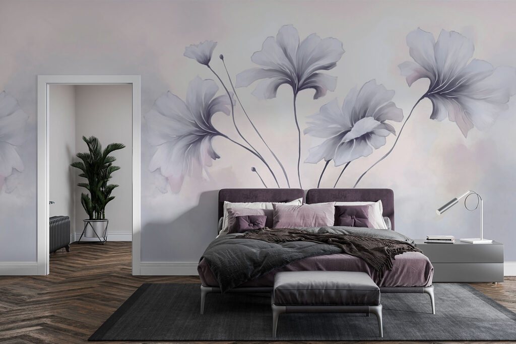 Flores lilás em curvas — interior 1