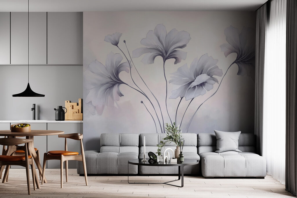 Flores lilás em curvas — interior 3