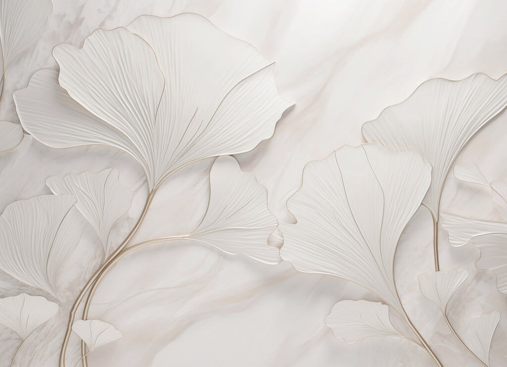 Folhas brancas em relevo — design completo