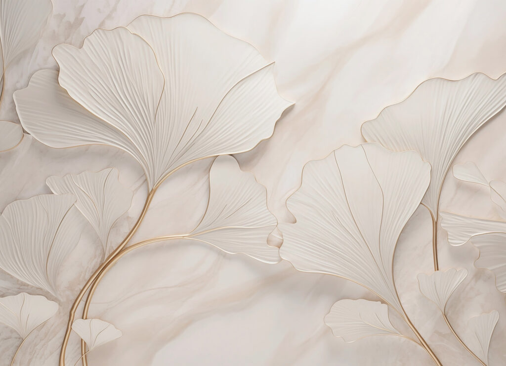 Folhas brancas em relevo — design completo