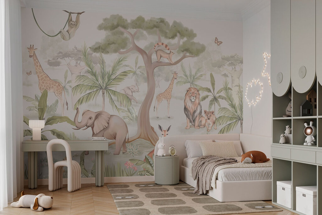 Animais junto à árvore — interior 1