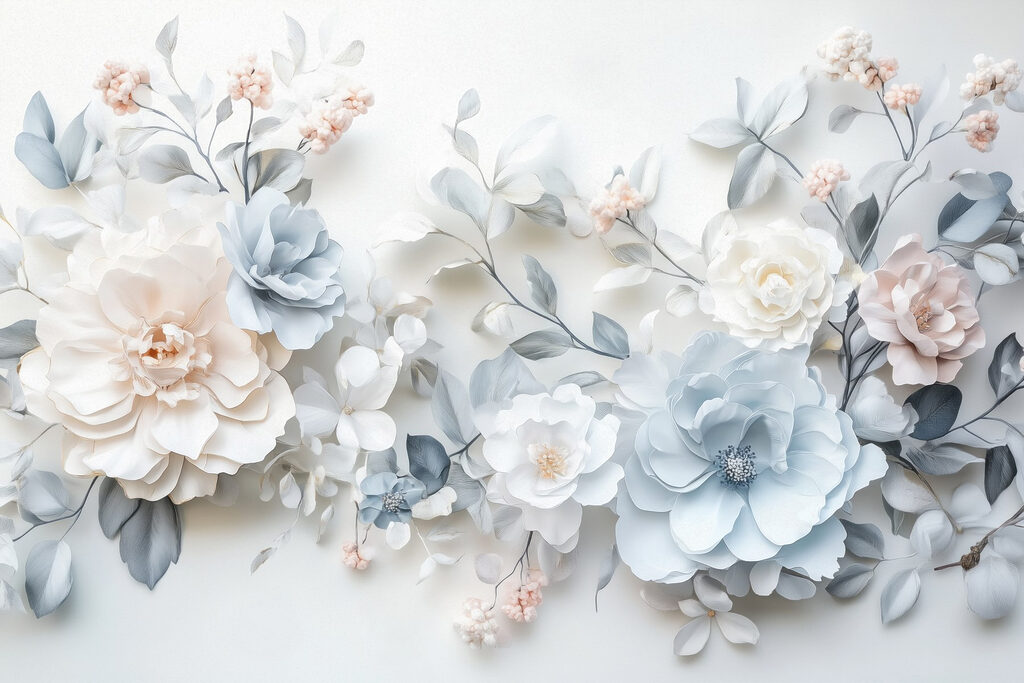 Flores azuis e brancas — design completo