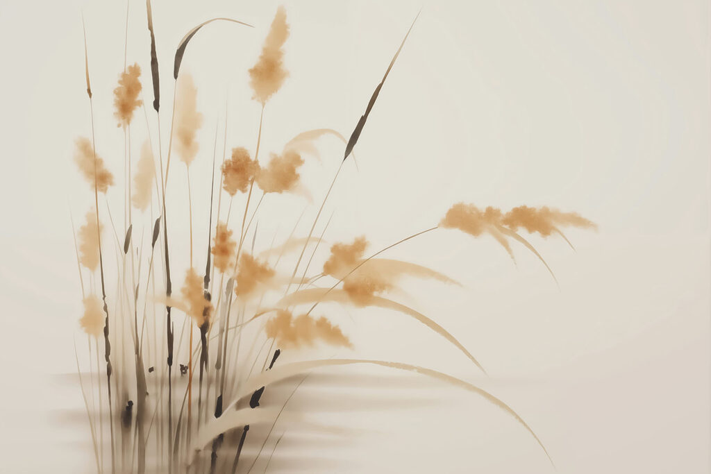 Gramíneas amarelas em creme — design completo