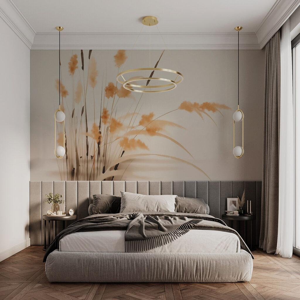 Gramíneas amarelas em creme — interior 1