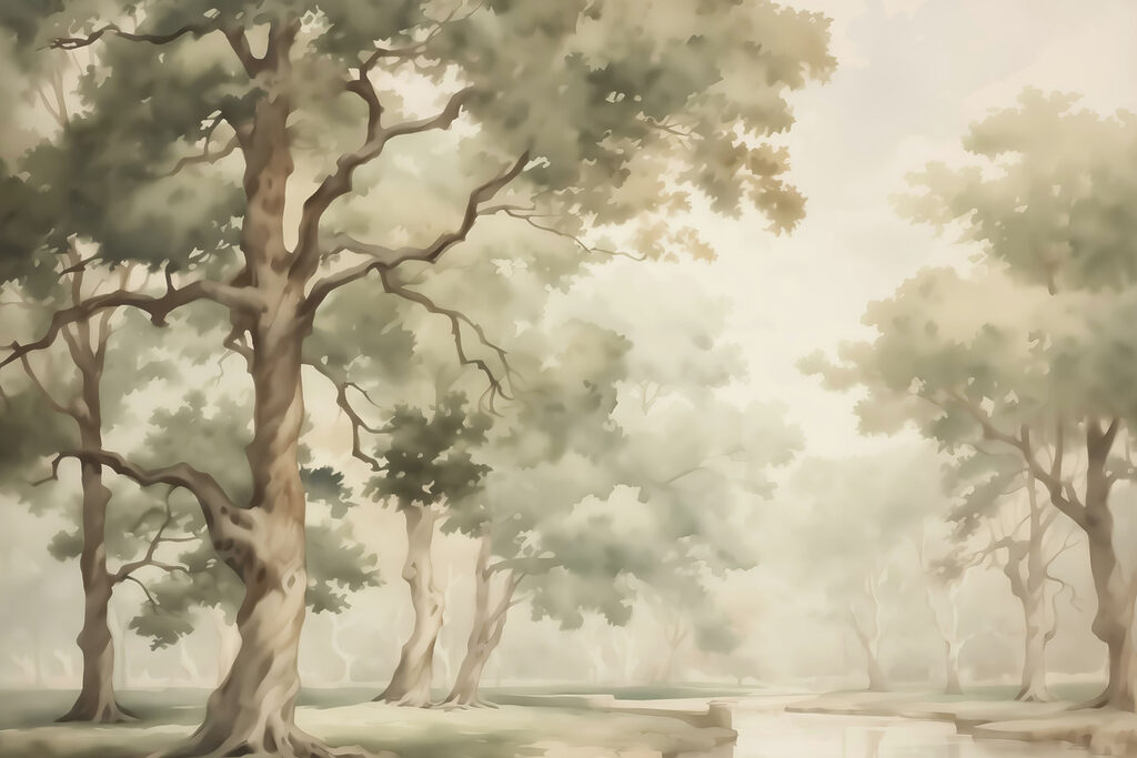 Árvores junto à relva — design completo