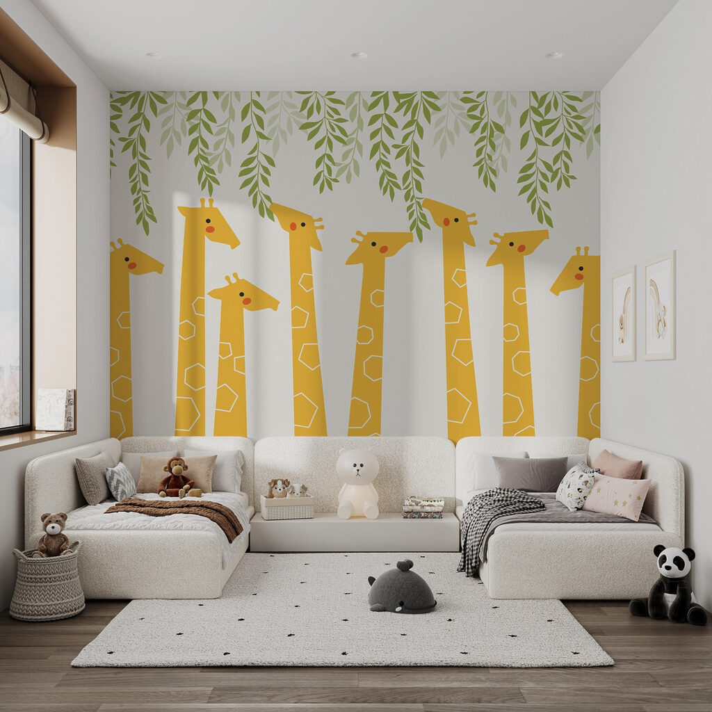 Girafas sob ramos verdes — interior 2