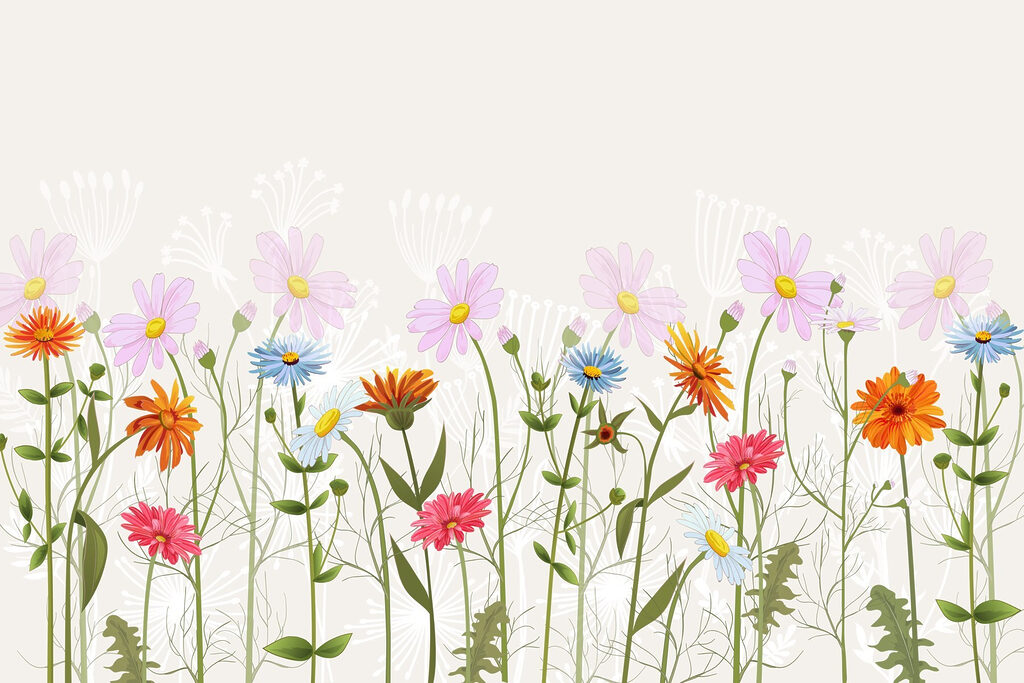 Flores silvestres coloridas — design completo