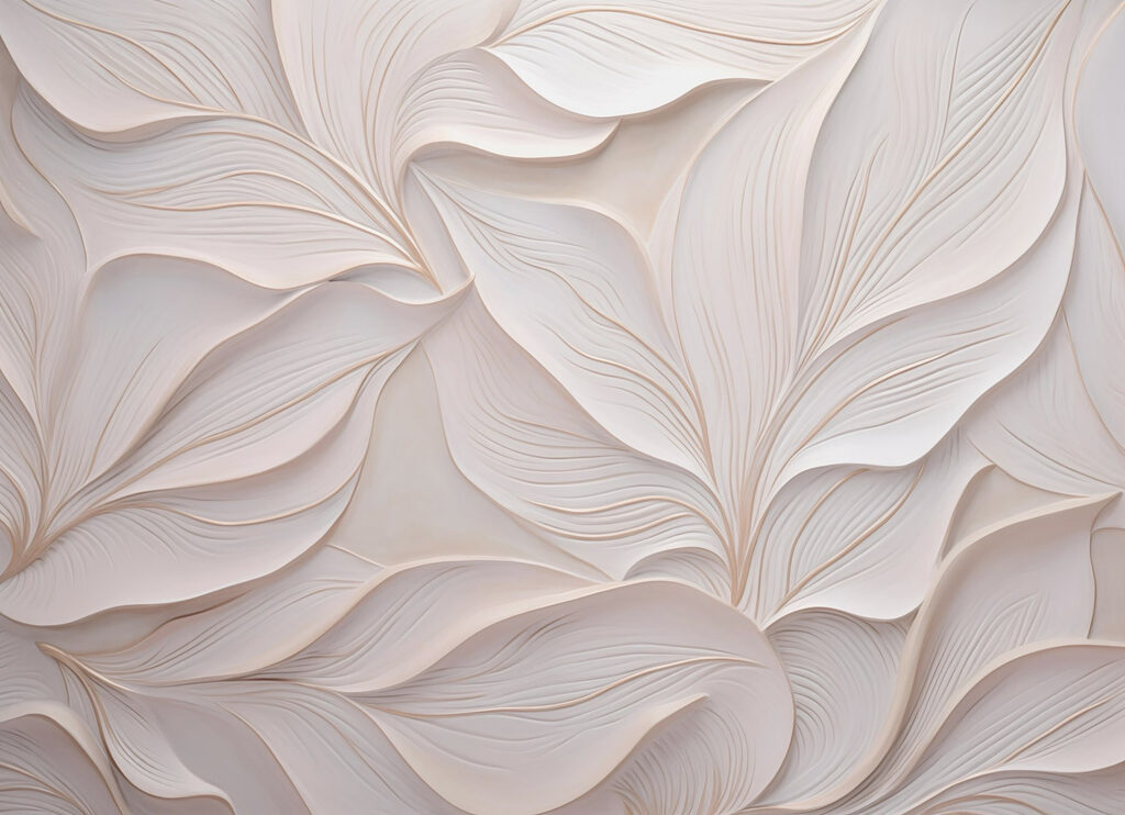 Folhas rosa-pálido em baixo-relevo — design completo