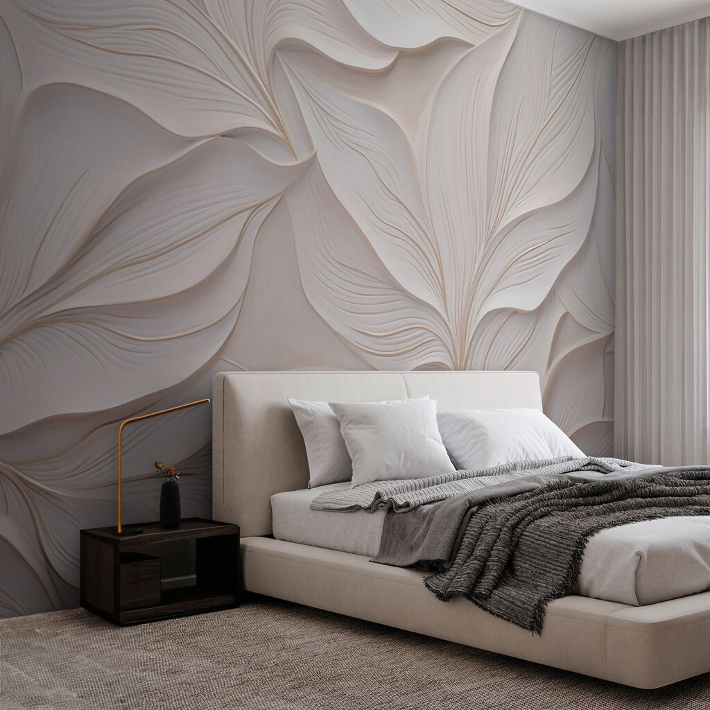 Folhas rosa-pálido em baixo-relevo — interior 2
