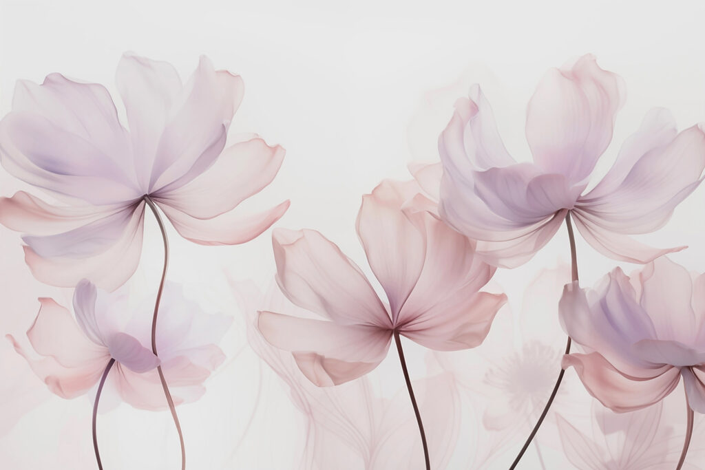 Flores cor-de-rosa em hastes — design completo