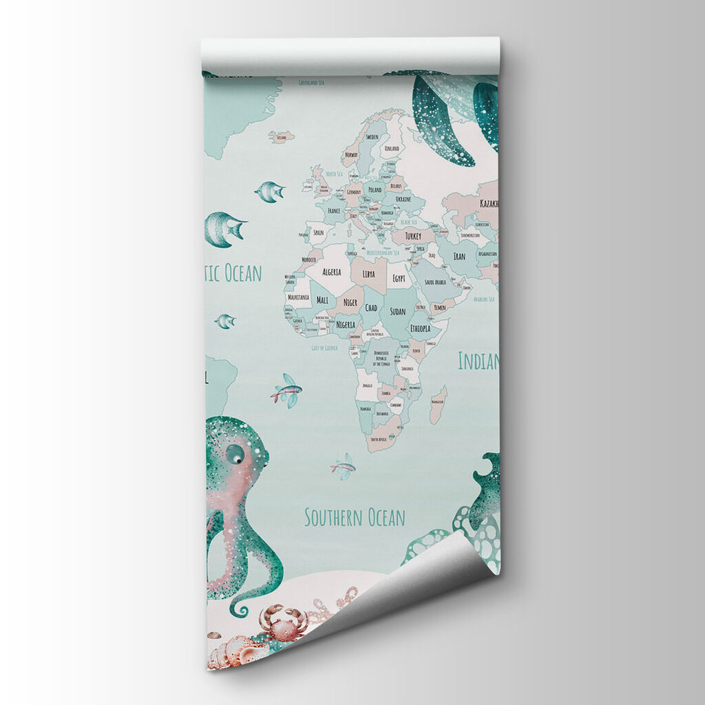 Mapa-múndi marinho — vista do produto