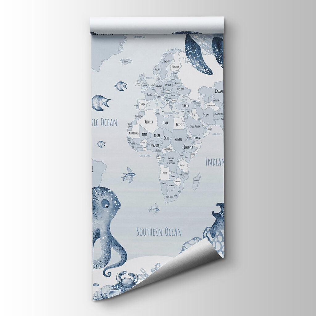 Mapa-múndi marinho — vista do produto