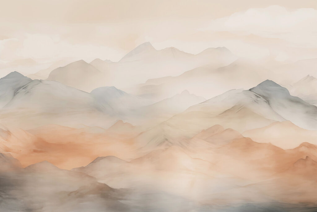 Montanhas em tons pastel — design completo