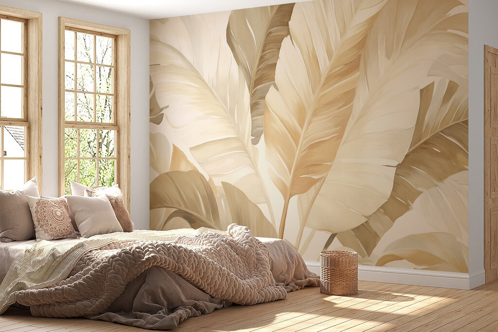 Folhas em creme brilhante — interior 1