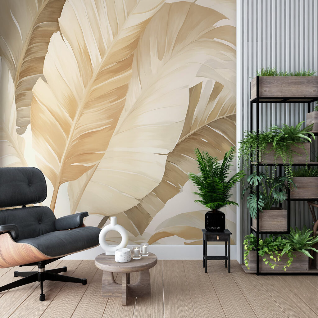 Folhas em creme brilhante — interior 2