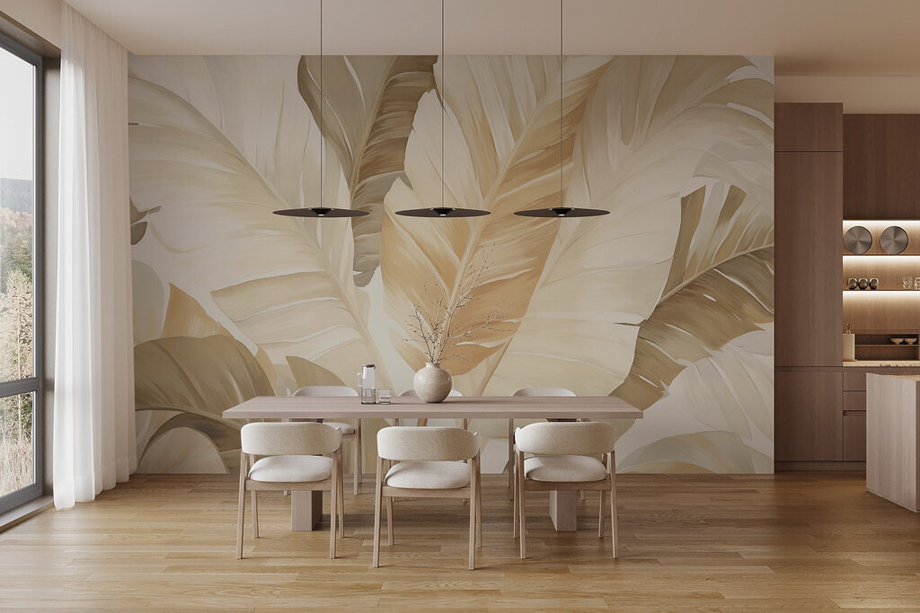 Folhas em creme brilhante — interior 3