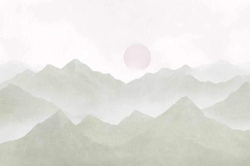 Lua rosa sobre cumes — design completo