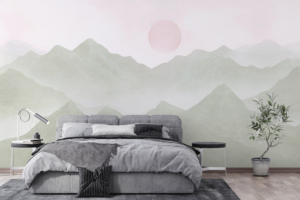Lua rosa sobre cumes — interior 1