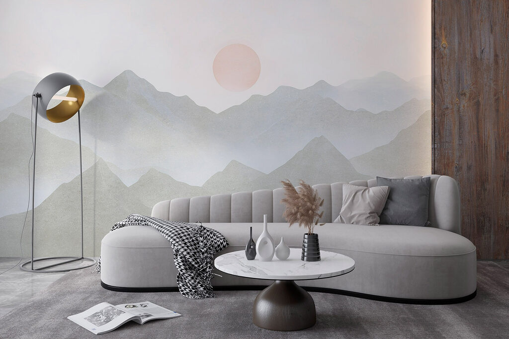 Lua rosa sobre cumes — interior 3