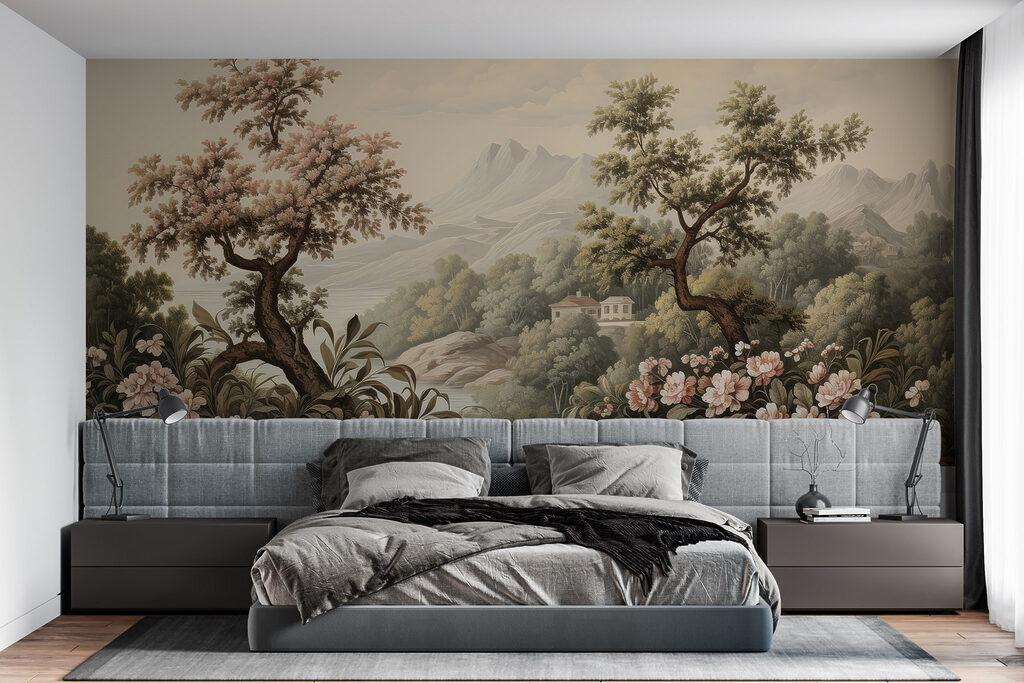 Árvores floridas no vale — interior 2