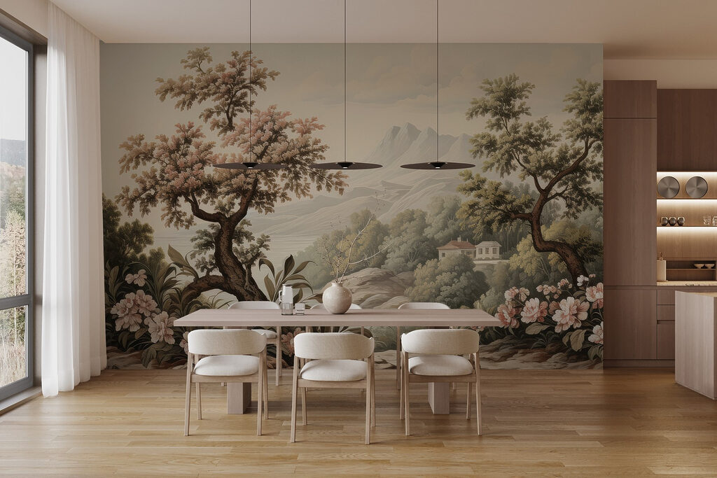 Árvores floridas no vale — interior 3
