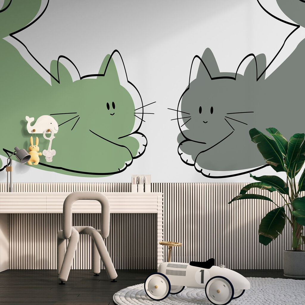 Dois gatinhos a olhar-se — interior 1