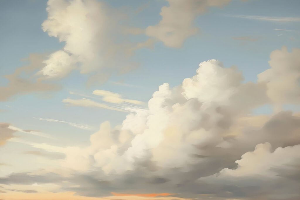Nuvens em luz dourada — design completo