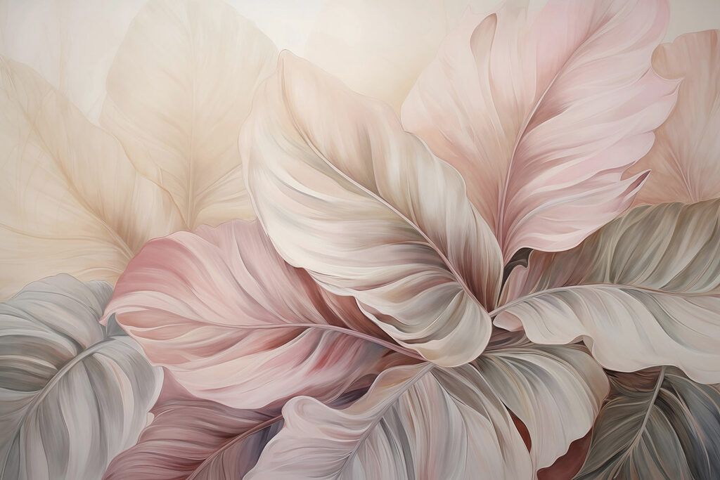 Folhas rosa e creme — design completo