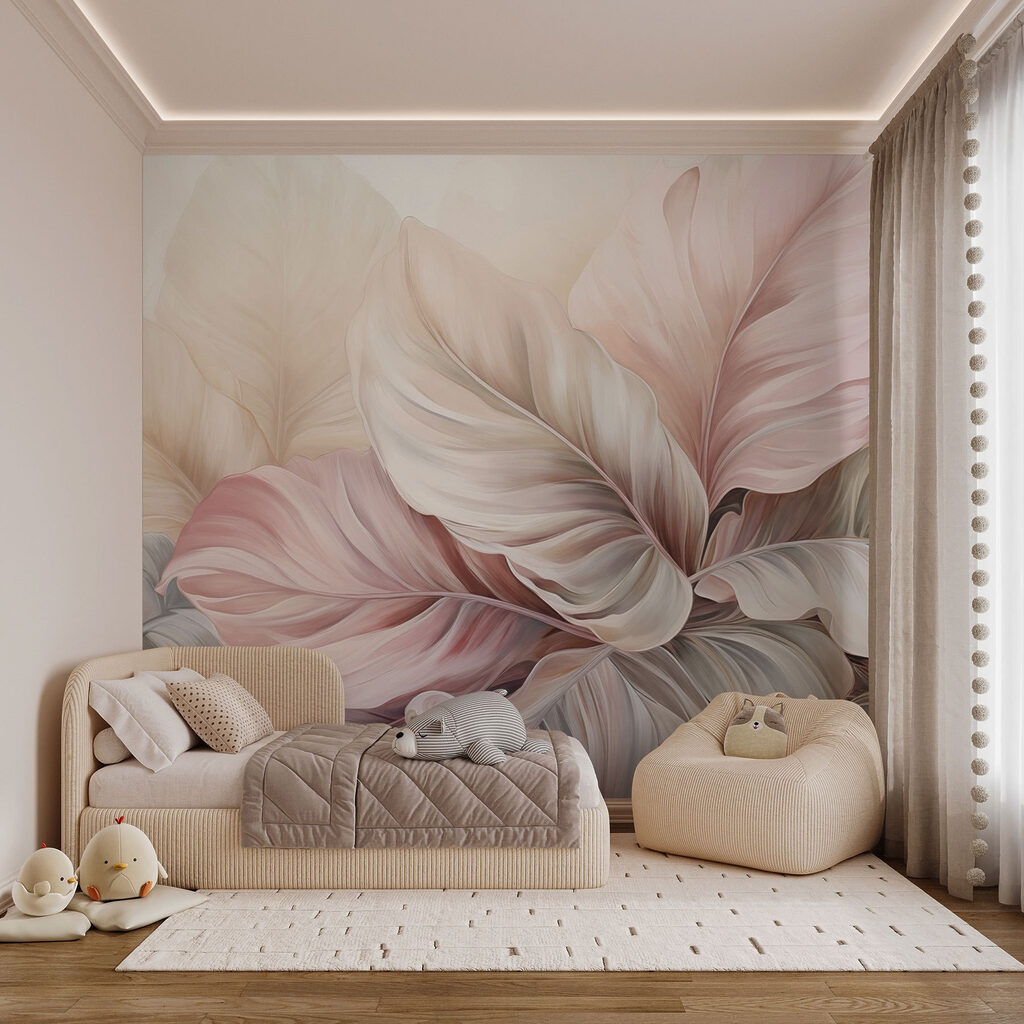 Folhas rosa e creme — interior 2