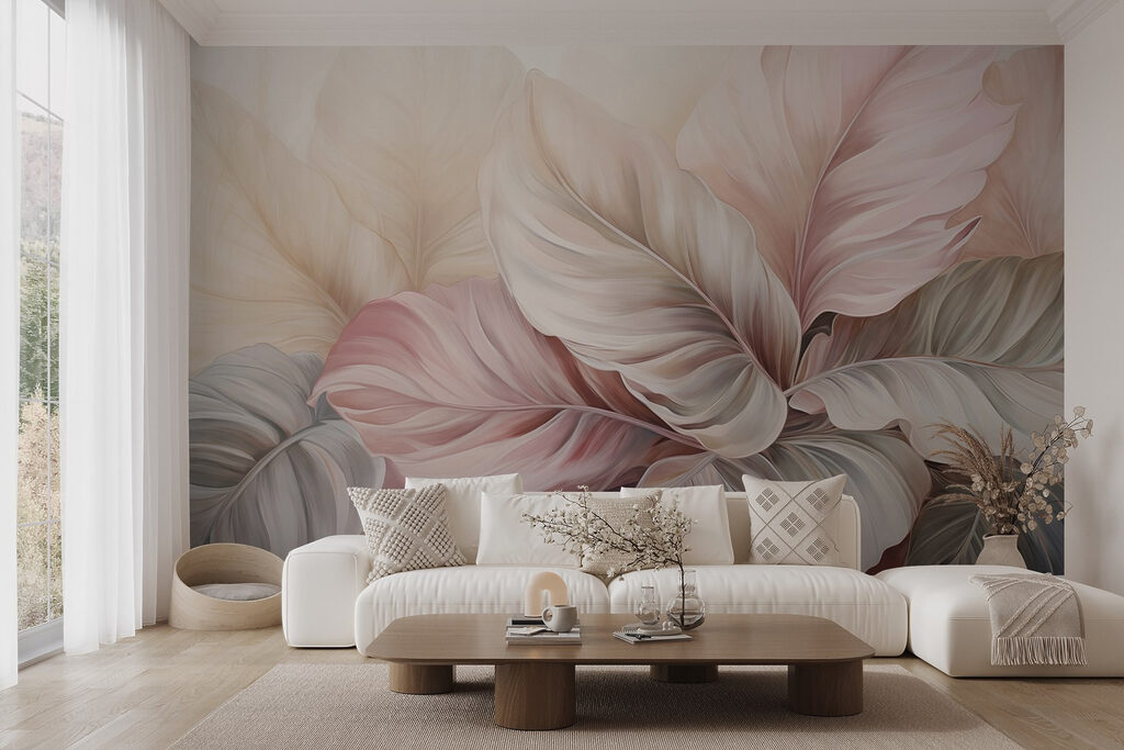 Folhas rosa e creme — interior 3
