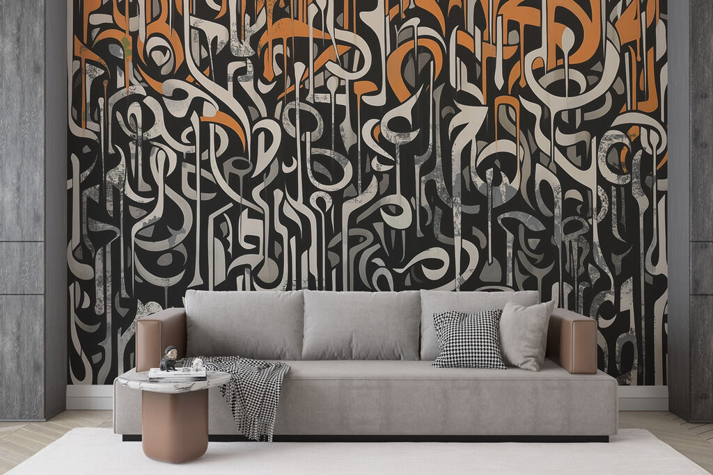 Sinais curvos sobre preto — interior 1