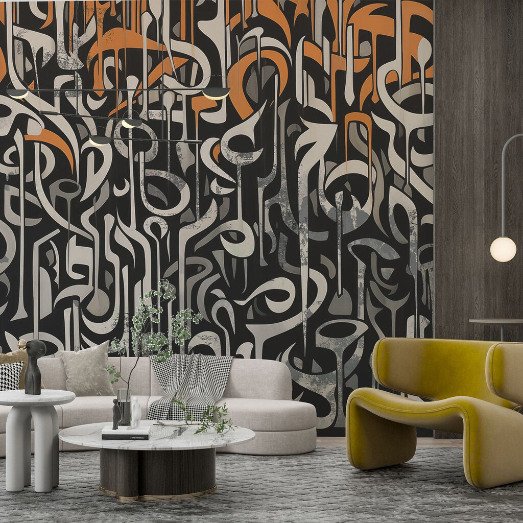 Sinais curvos sobre preto — interior 2