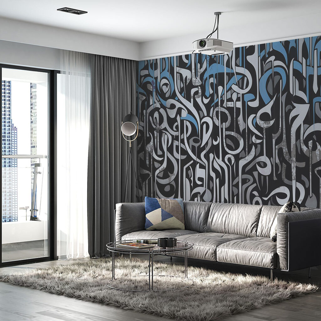 Sinais curvos sobre preto — interior 3