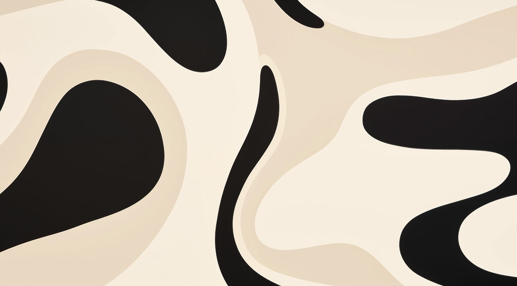 Formas pretas sobre areia — design completo