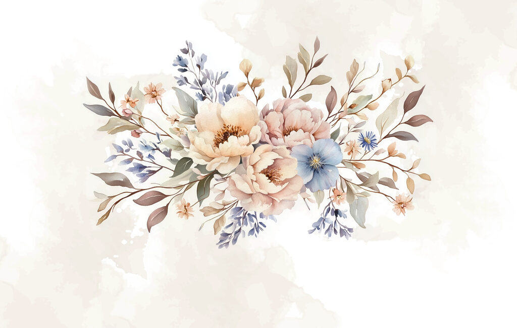 Pequeno ramo sobre creme — design completo