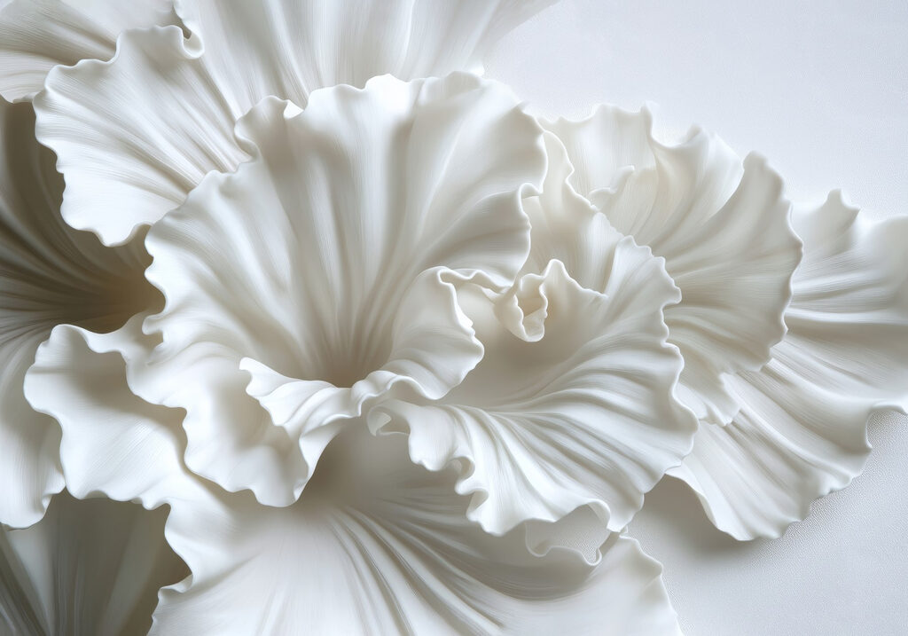 Flor branca com sombras — design completo