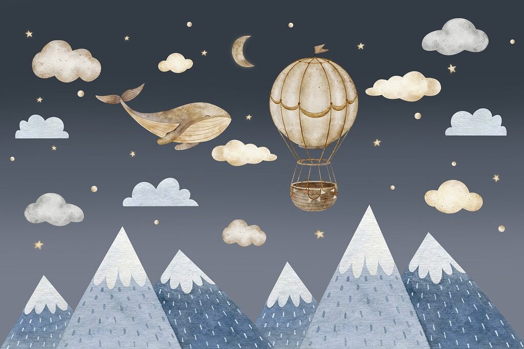 Baleia e balão — design completo