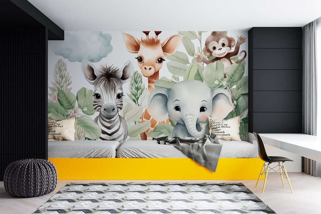 Animais espreitam entre folhas — interior 2