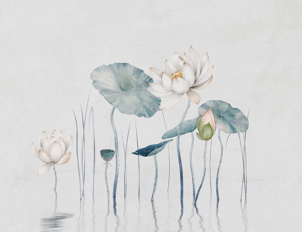 Lótus e reflexos — design completo