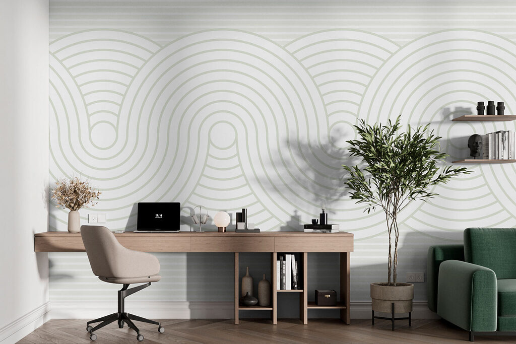 Ondas cinzentas sobre branco — interior 1
