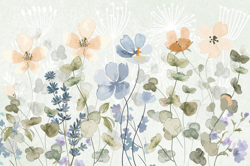 Flores em folhas redondas — design completo