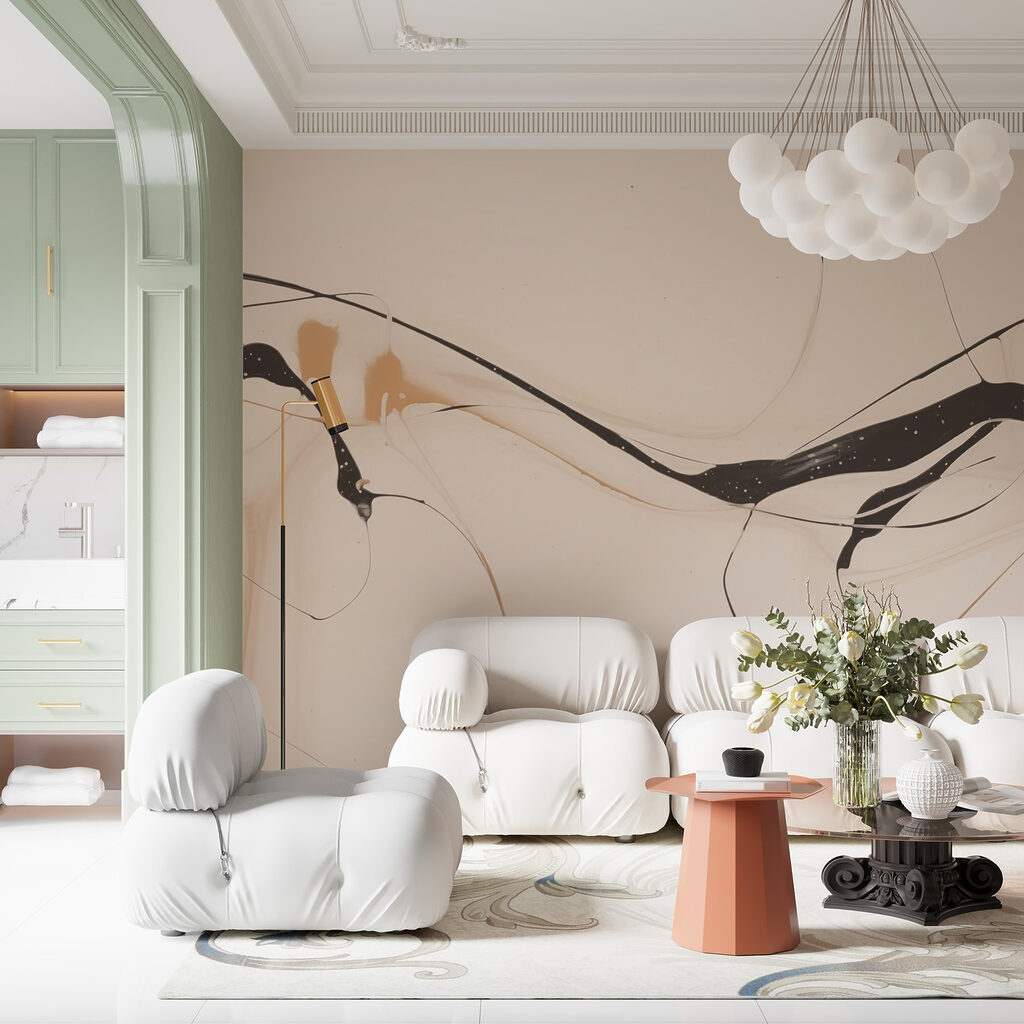 Linhas pretas em bege — interior 1