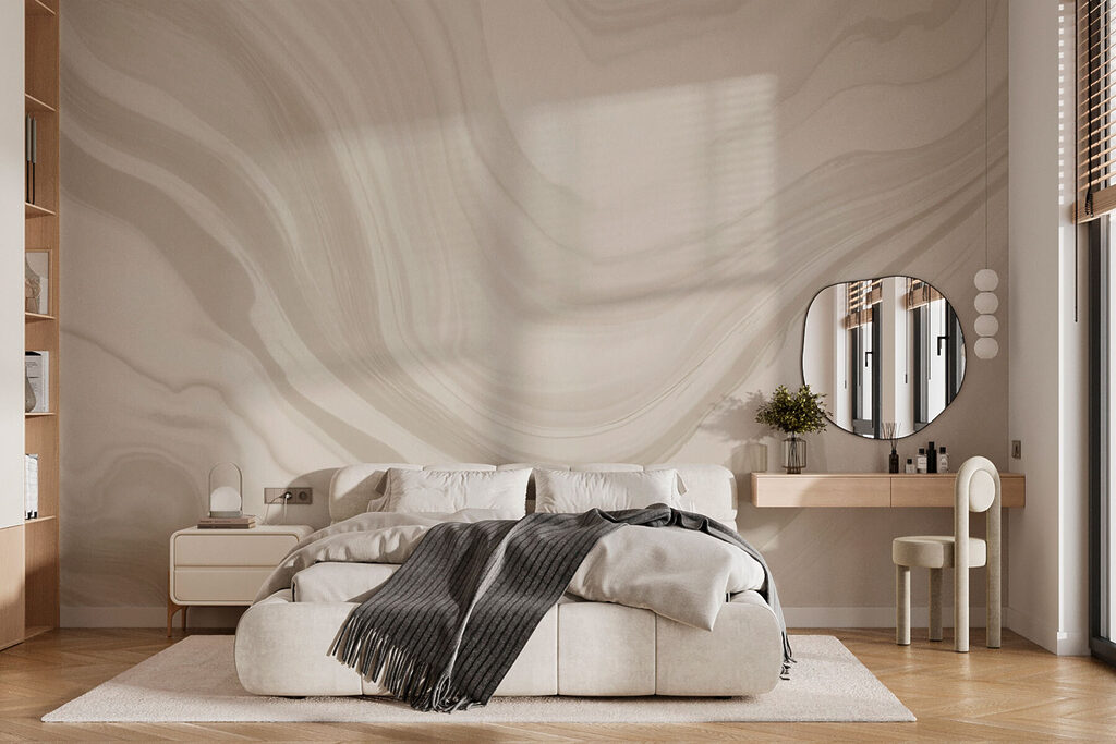 Linhas claras em ondas num interior