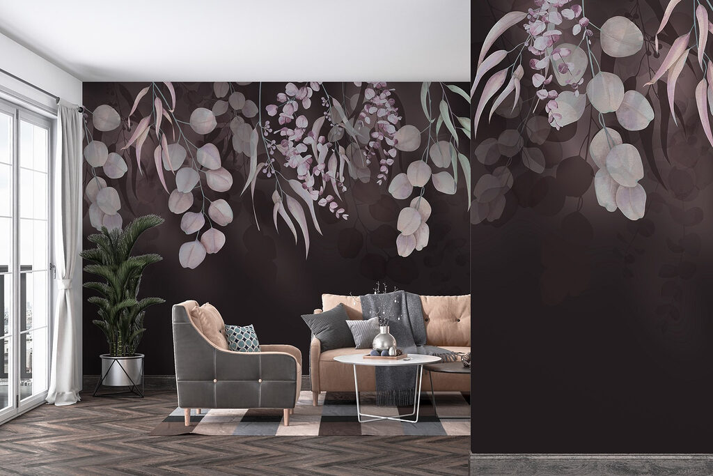 Folhas suspensas sobre escuro — interior 2