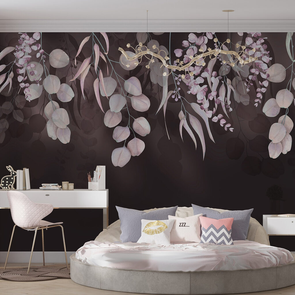 Folhas suspensas sobre escuro — interior 5