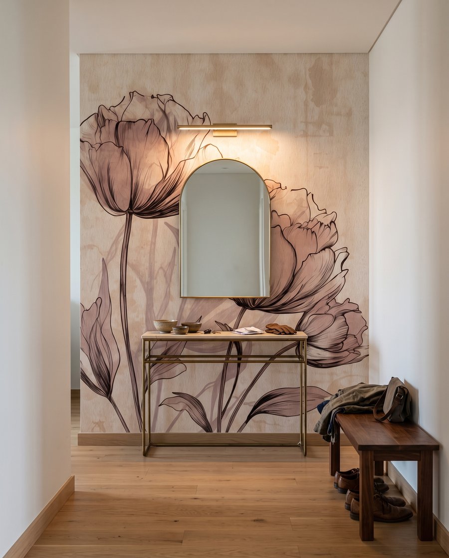 Flores desenhadas sobre bege — interior 4